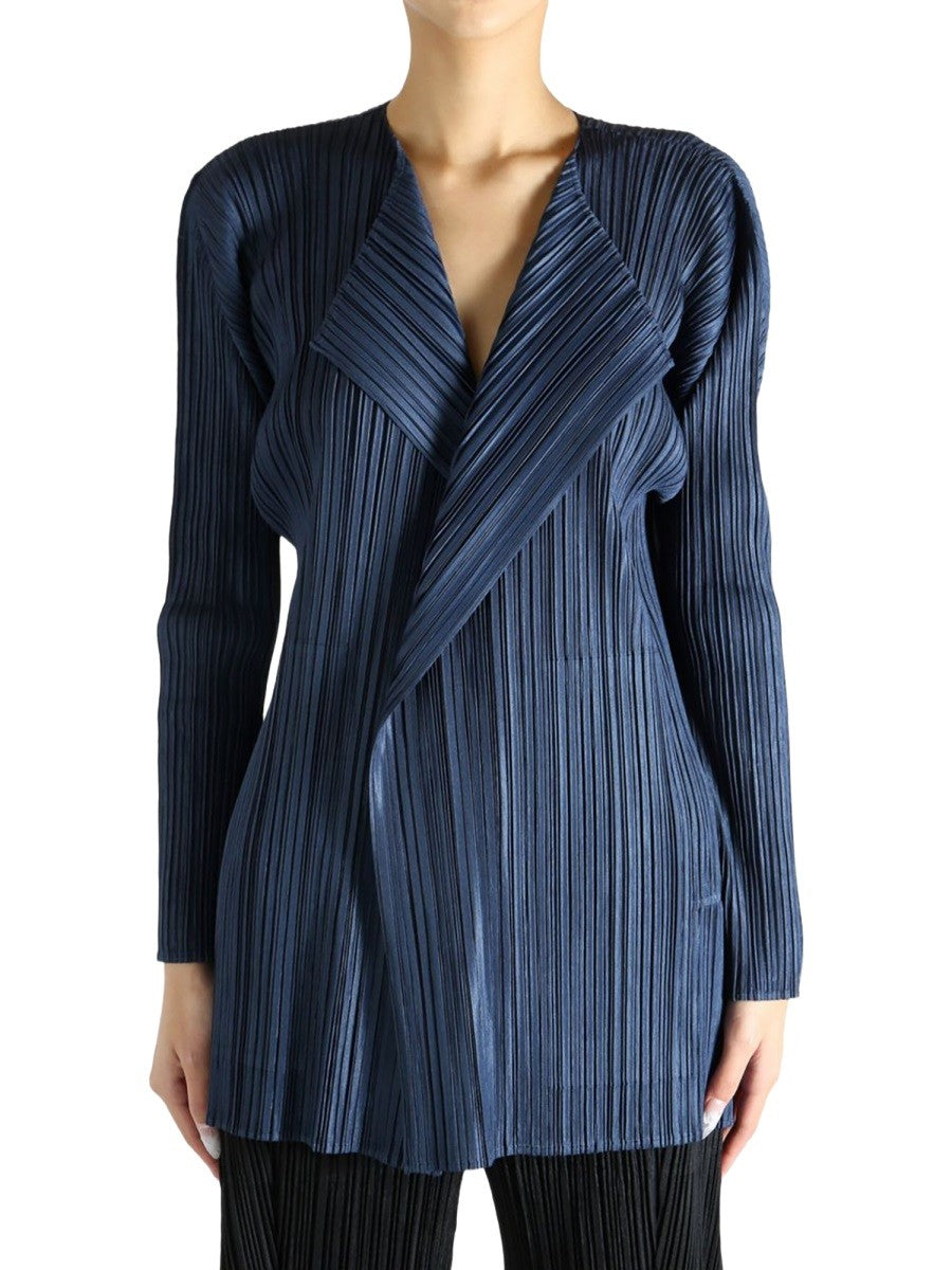 Pleats Please Issey Miyake Women's Mellow Pleats Coat Blue Pleats Please Issey Miyake