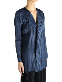 Pleats Please Issey Miyake Women's Mellow Pleats Coat Blue Pleats Please Issey Miyake