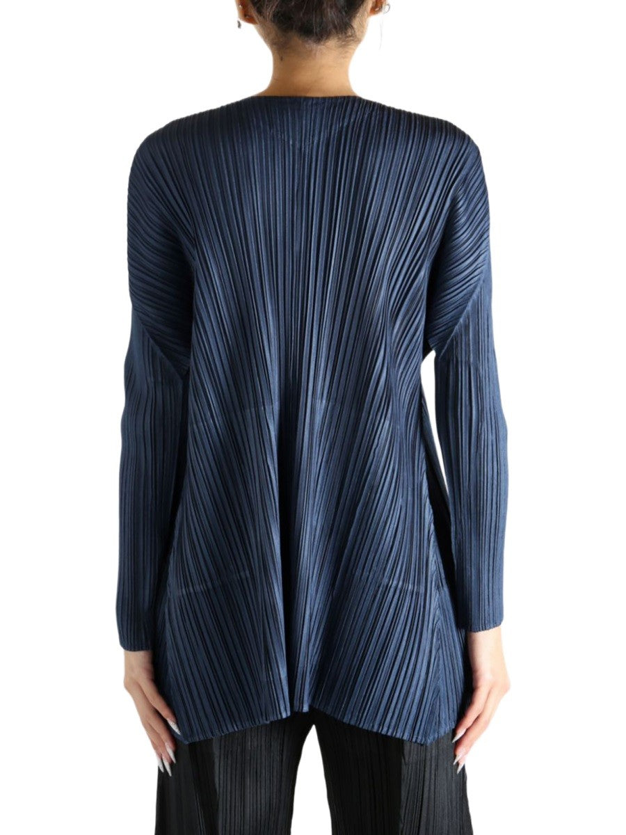 Pleats Please Issey Miyake Women's Mellow Pleats Coat Blue Pleats Please Issey Miyake