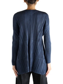 Pleats Please Issey Miyake Women's Mellow Pleats Coat Blue Pleats Please Issey Miyake