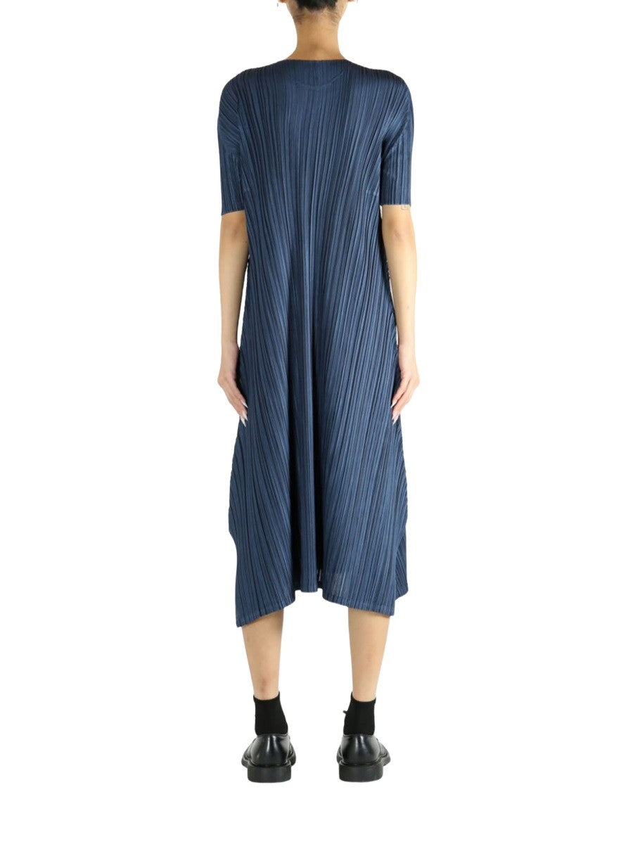 Pleats Please Issey Miyake Women's Mellow Pleats Midi Dress Blue Pleats Please Issey Miyake