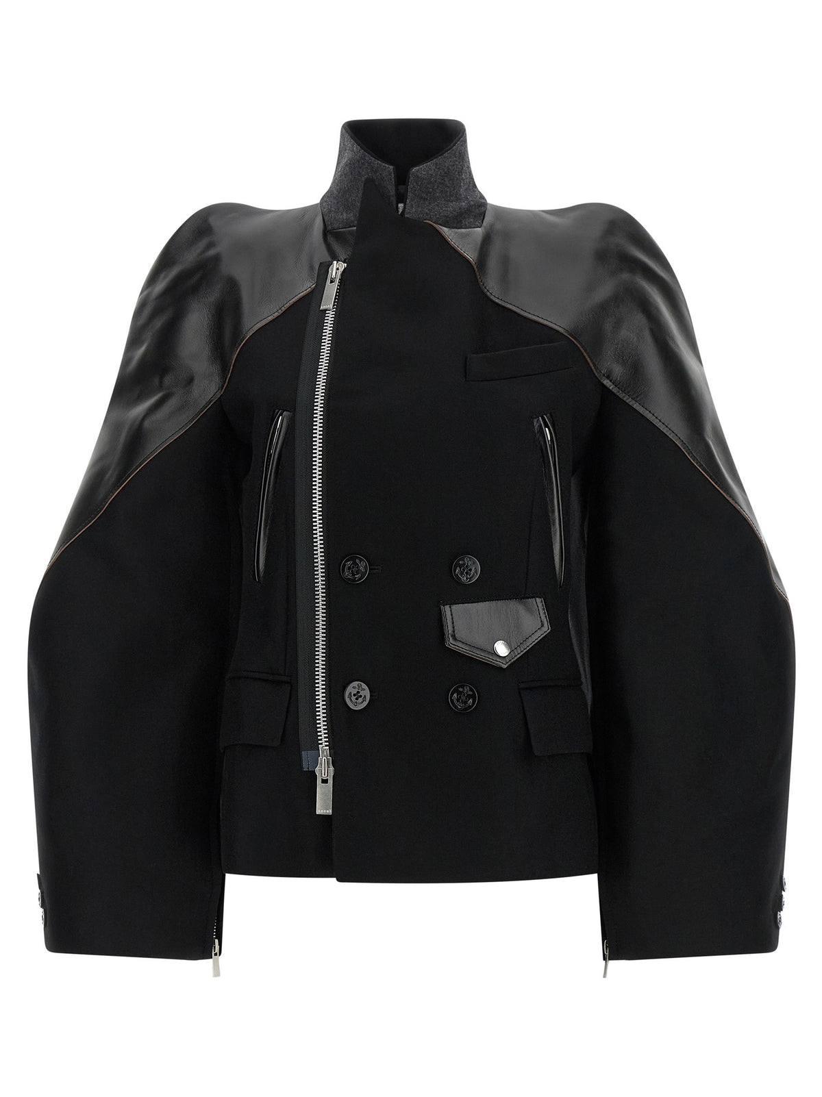 Sacai Melton Wool Jacket Black