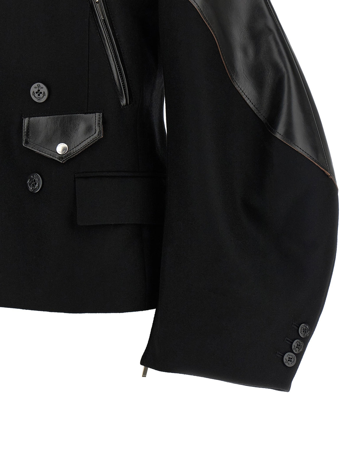 Sacai Melton Wool Jacket Black, view 5