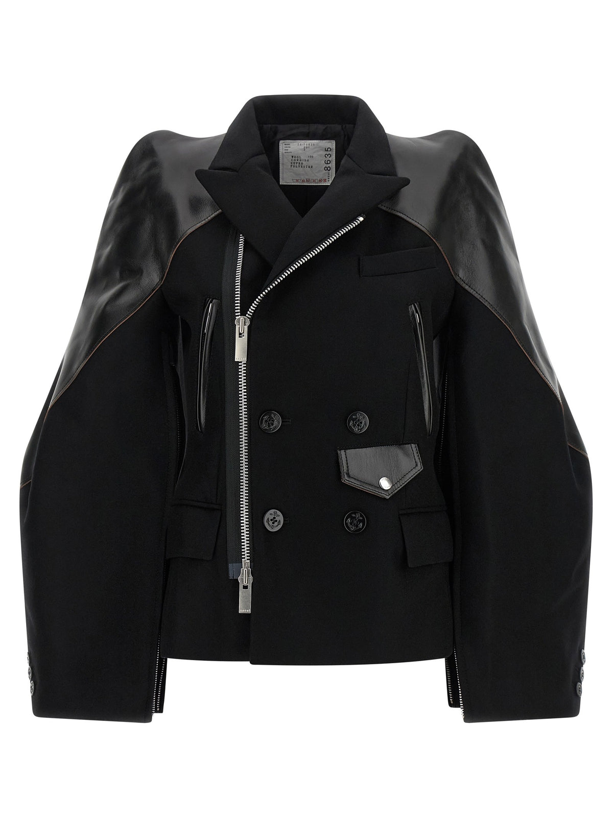 Sacai Melton Wool Jacket Black, view 2