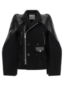 Sacai Melton Wool Jacket Black, view 2