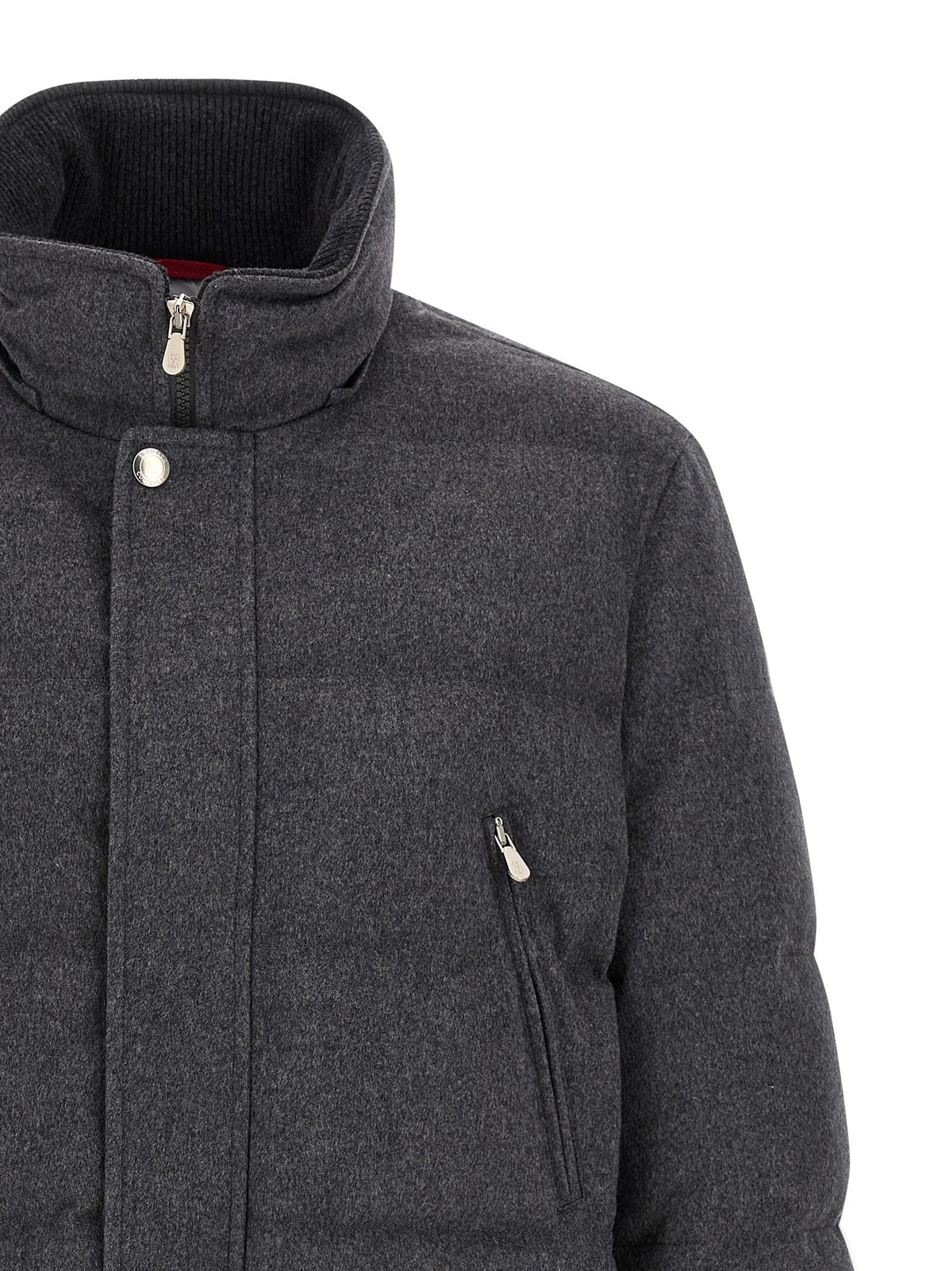 Brunello Cucinelli Membrane Wool Flannel Parka Grey, view 4