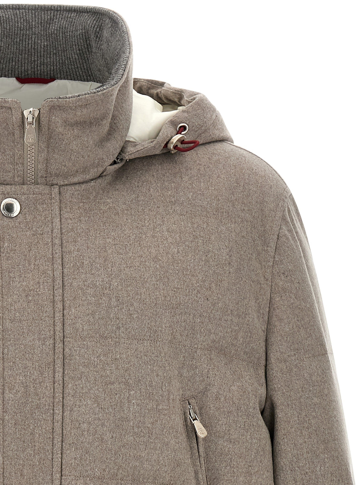 Brunello Cucinelli Membrane Wool Flannel Parka Beige