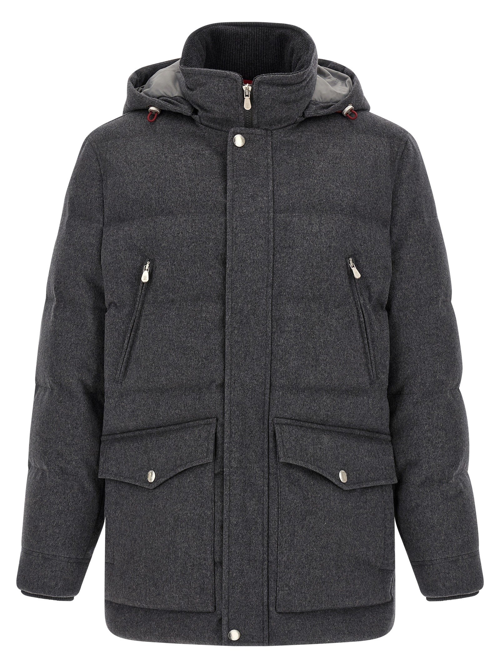 Brunello Cucinelli Membrane Wool Flannel Parka Grey