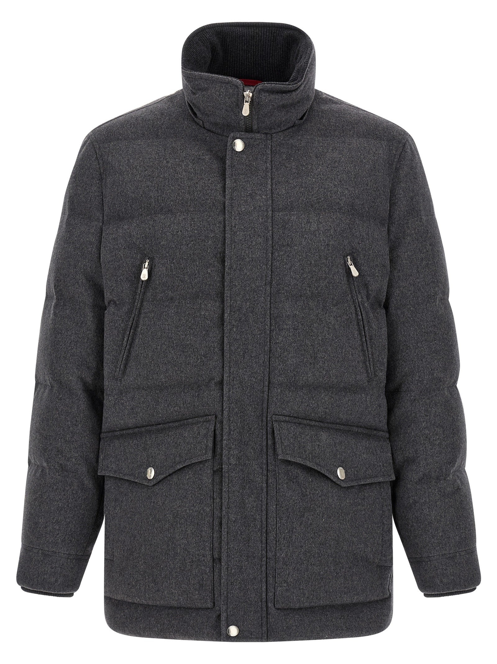 Brunello Cucinelli Membrane Wool Flannel Parka Grey