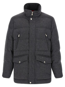 Brunello Cucinelli Membrane Wool Flannel Parka Grey