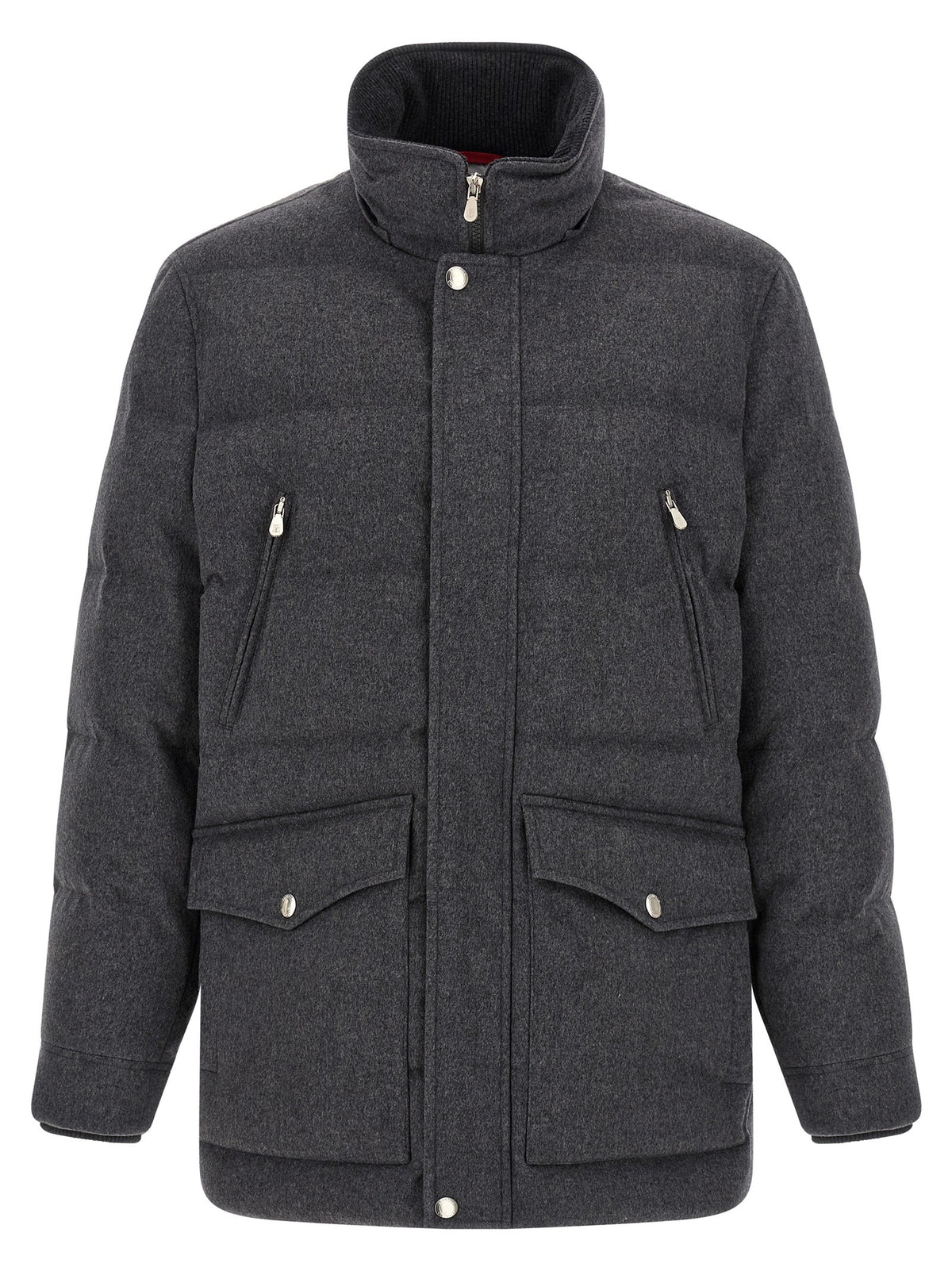 Brunello Cucinelli Membrane Wool Flannel Parka Grey, view 2