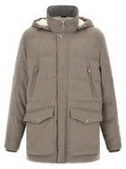 Brunello Cucinelli Membrane Wool Flannel Parka Beige