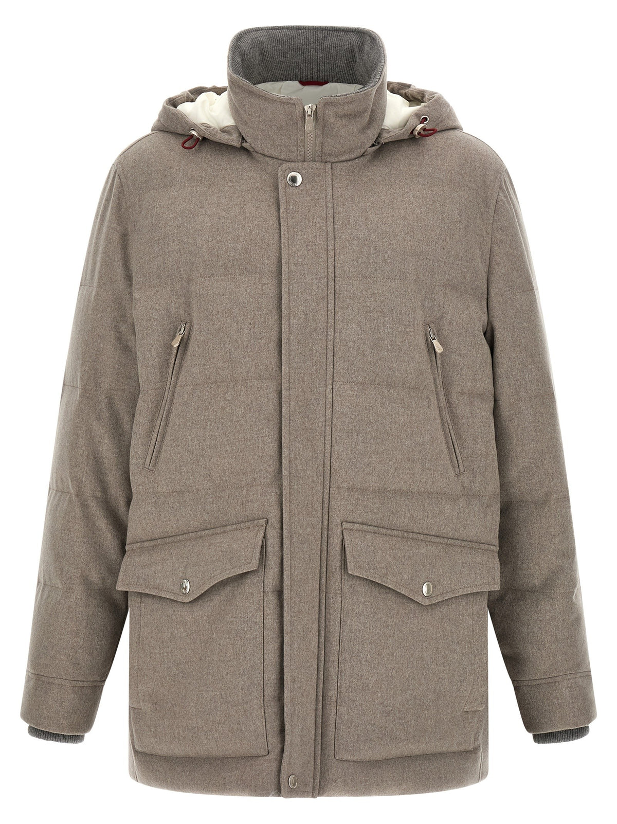 Brunello Cucinelli Membrane Wool Flannel Parka Beige