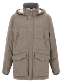 Brunello Cucinelli Membrane Wool Flannel Parka Beige