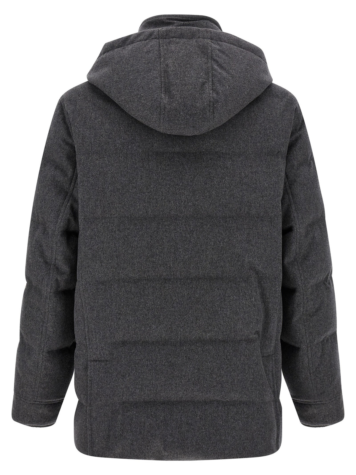 Brunello Cucinelli Membrane Wool Flannel Parka Grey, view 3