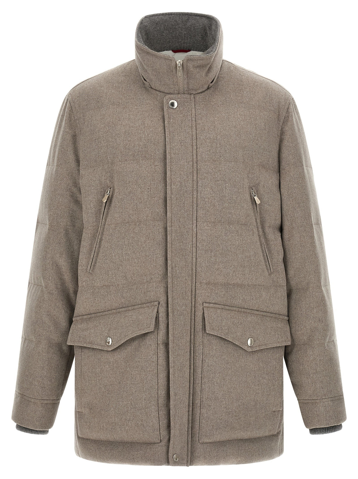 Brunello Cucinelli Membrane Wool Flannel Parka Beige