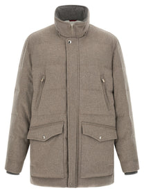 Brunello Cucinelli Membrane Wool Flannel Parka Beige