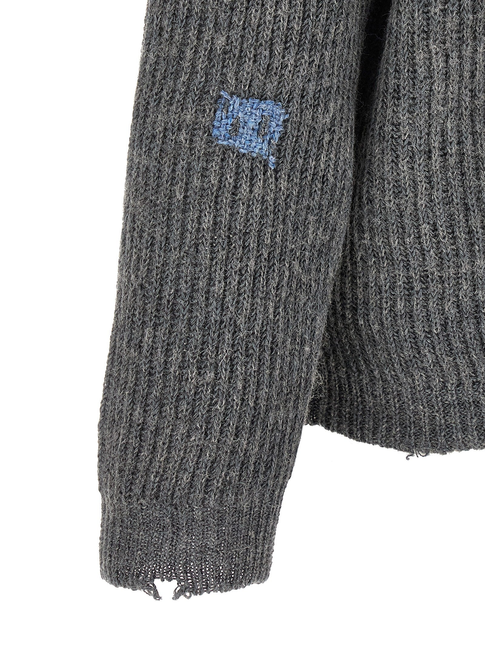 Maison Margiela Men's Ribbed Linen and Wool Blend Sweater Brown