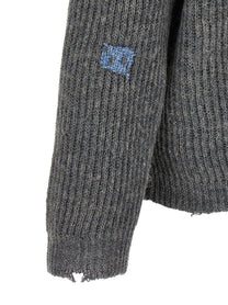 Maison Margiela Men's Ribbed Linen and Wool Blend Sweater Brown