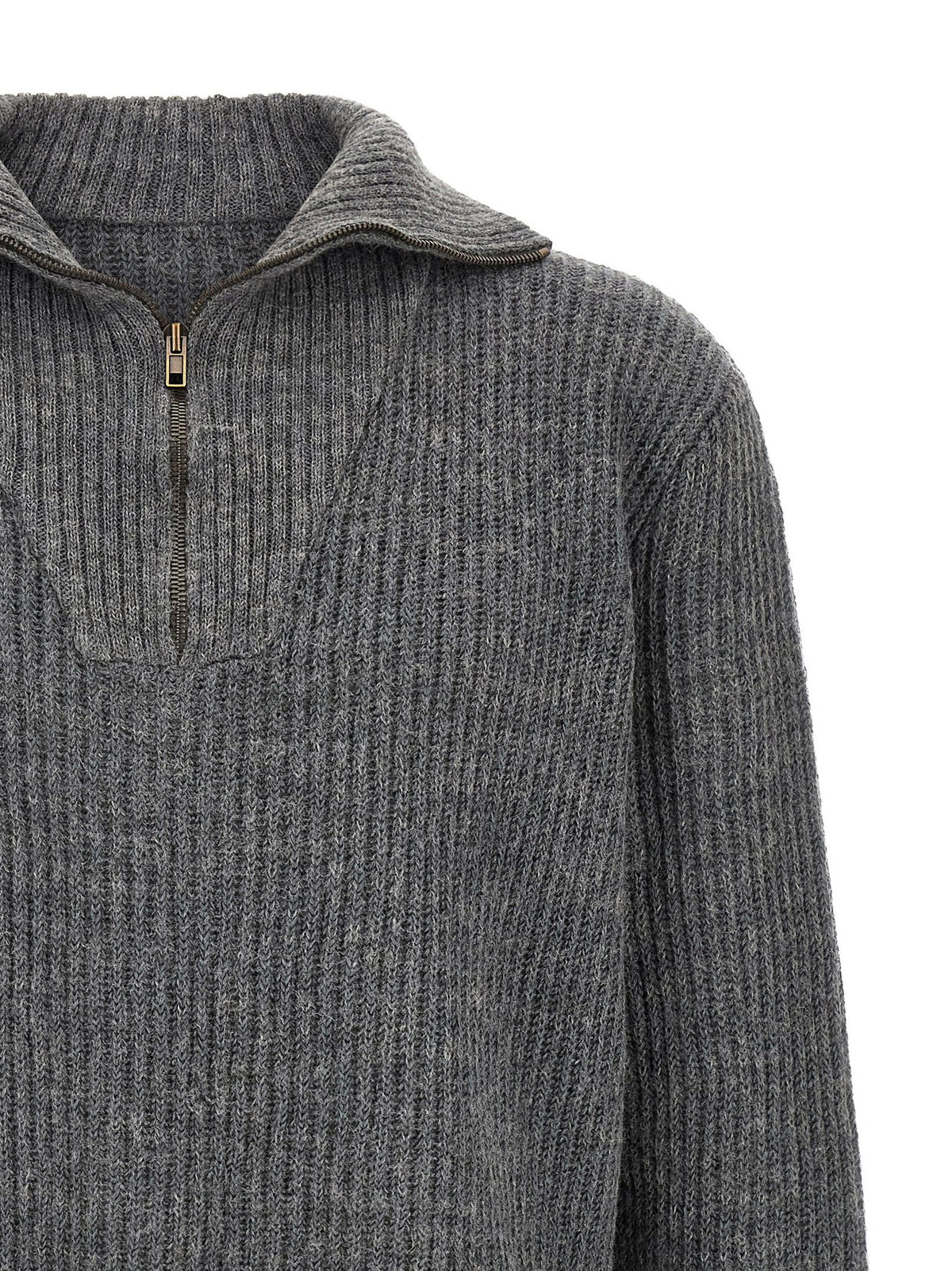 Maison Margiela Men's Ribbed Linen and Wool Blend Sweater Brown, view 3