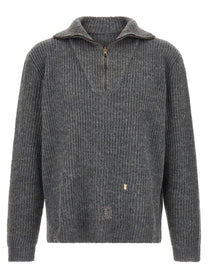 Maison Margiela Men's Ribbed Linen and Wool Blend Sweater Brown