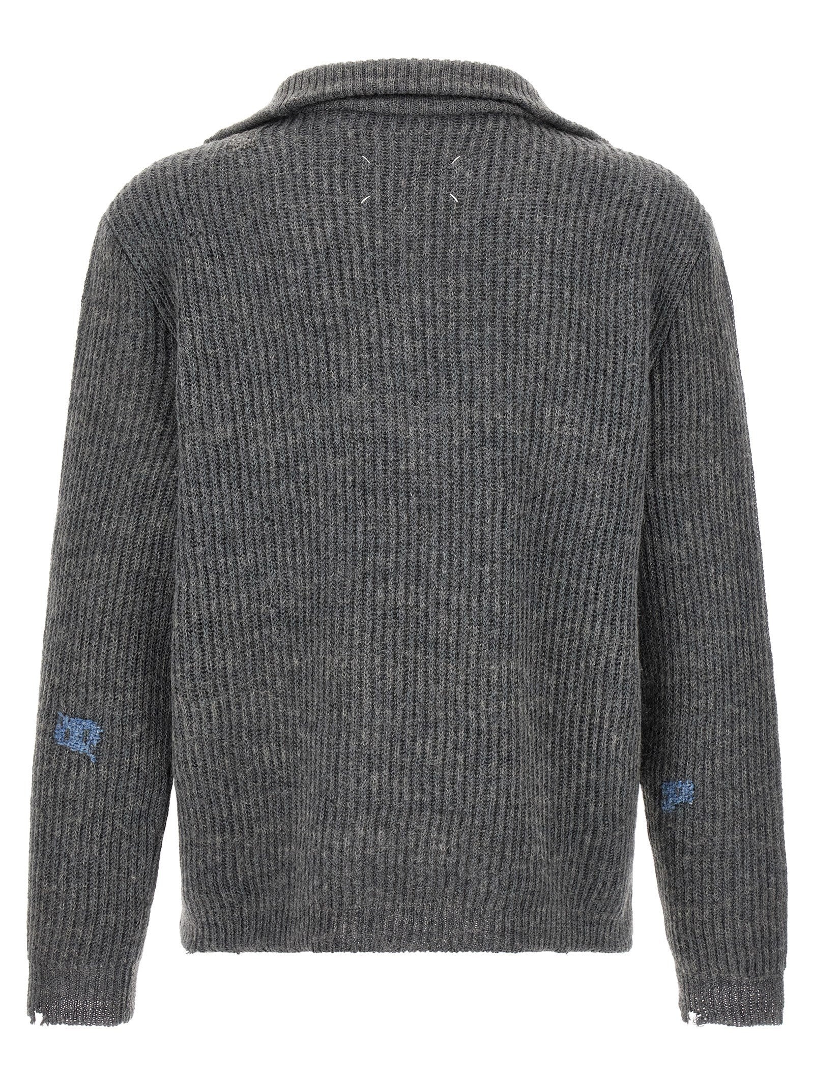 Maison Margiela Men's Ribbed Linen and Wool Blend Sweater Brown