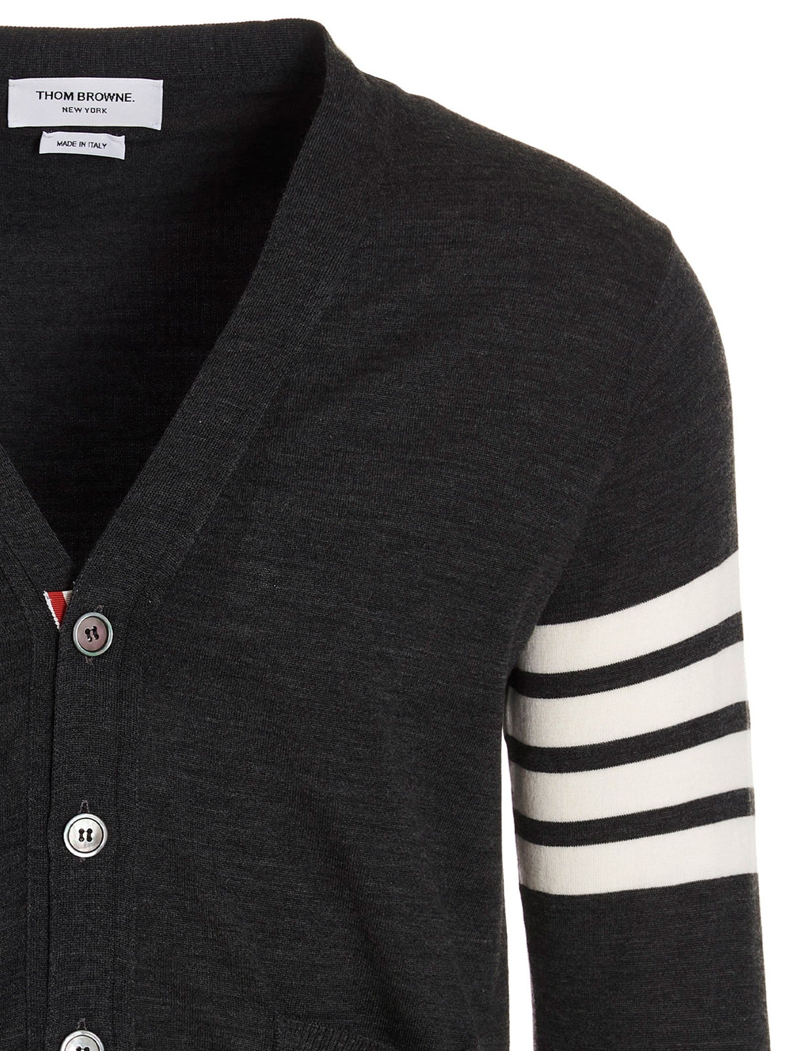 Thom Browne Merino Wool Cardigan Grey