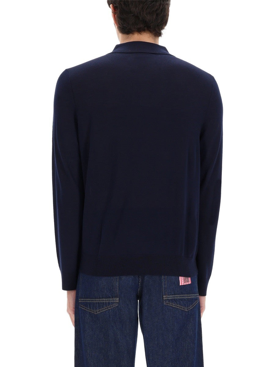 Paul Smith Men's Merino Wool Polo Shirt Blue