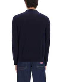 Paul Smith Men's Merino Wool Polo Shirt Blue