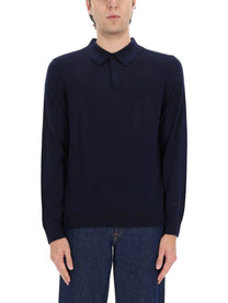 Paul Smith Men's Merino Wool Polo Shirt Blue