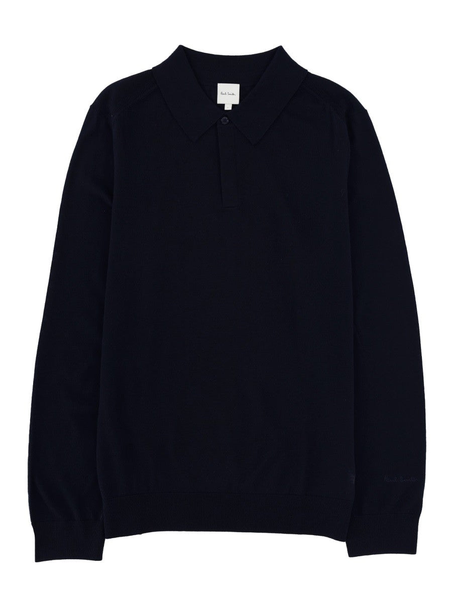 Paul Smith Men's Merino Wool Polo Shirt Blue