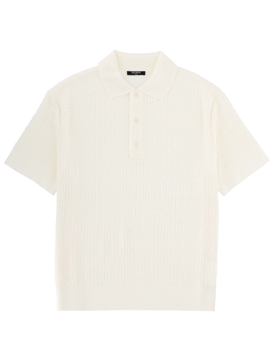 Balmain Men's Merino Wool Polo Shirt White