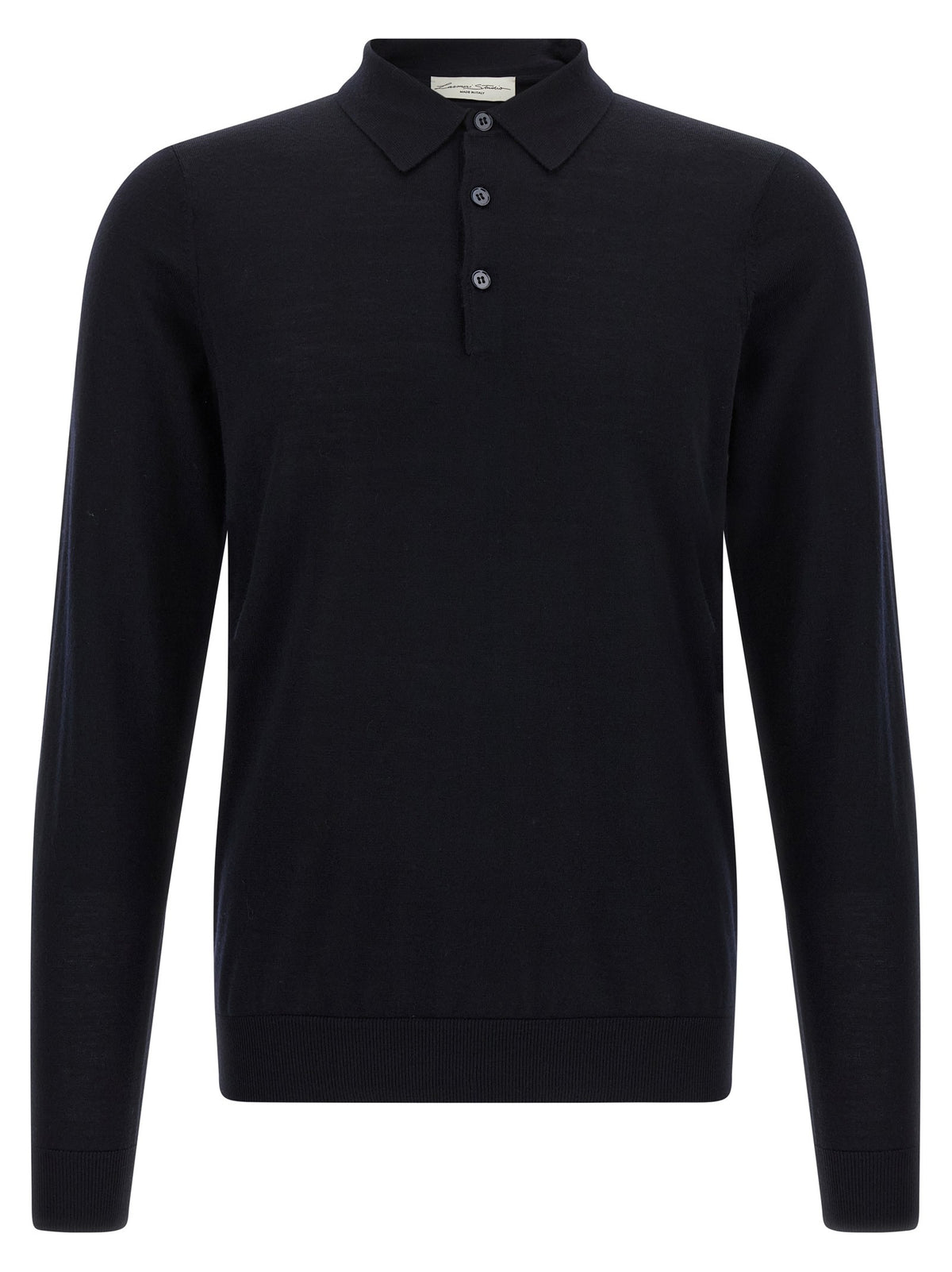Larmeri Studio Merino Wool Polo Shirt Blue