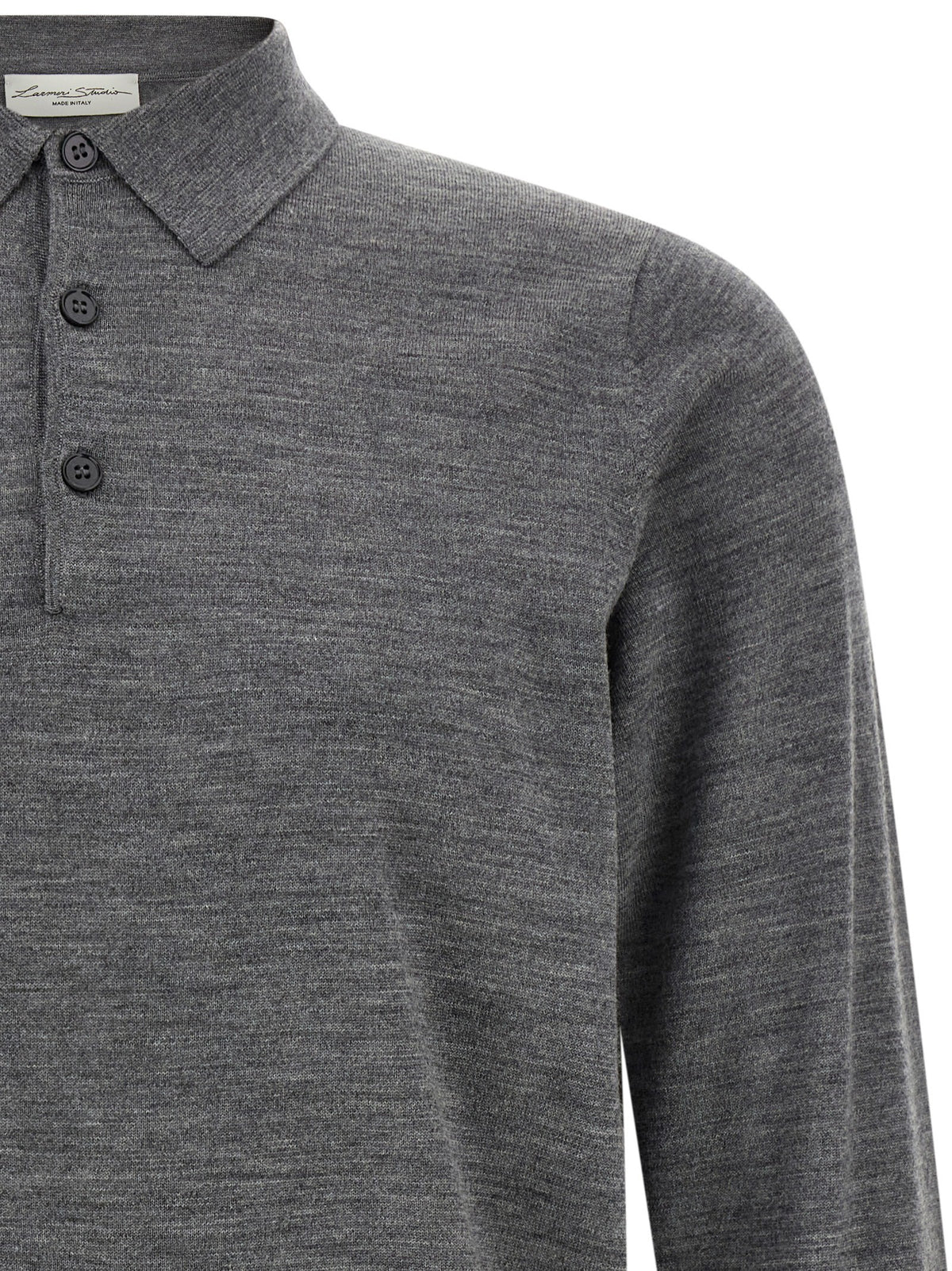 Larmeri Studio Merino Wool Polo Shirt Grey, view 3