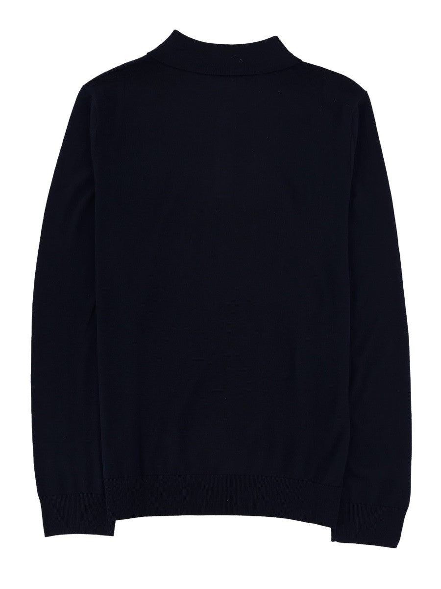 Paul Smith Men's Merino Wool Polo Shirt Blue