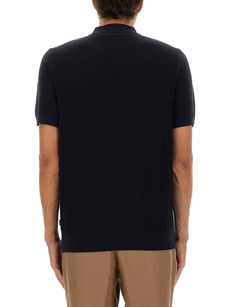 Boss Camel Men's Merino Wool Polo Shirt Blue