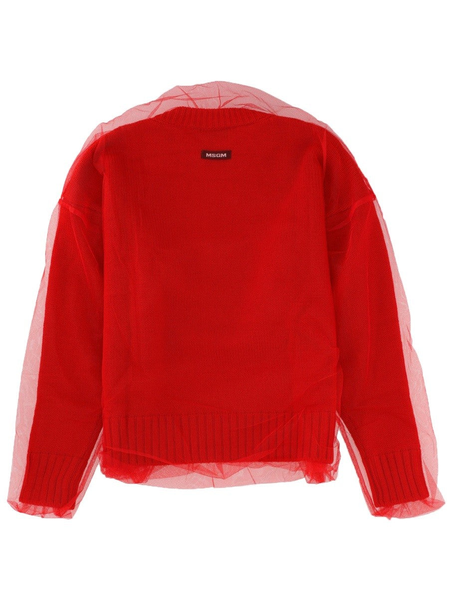 msgm Women's Merino Wool Sweater Red msgm