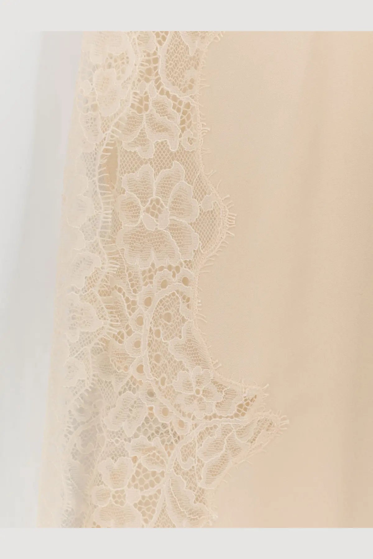 Mes demoiselles women’s balma slip dress beige featuring delicate cream floral lace trim with intricate openwork patterns