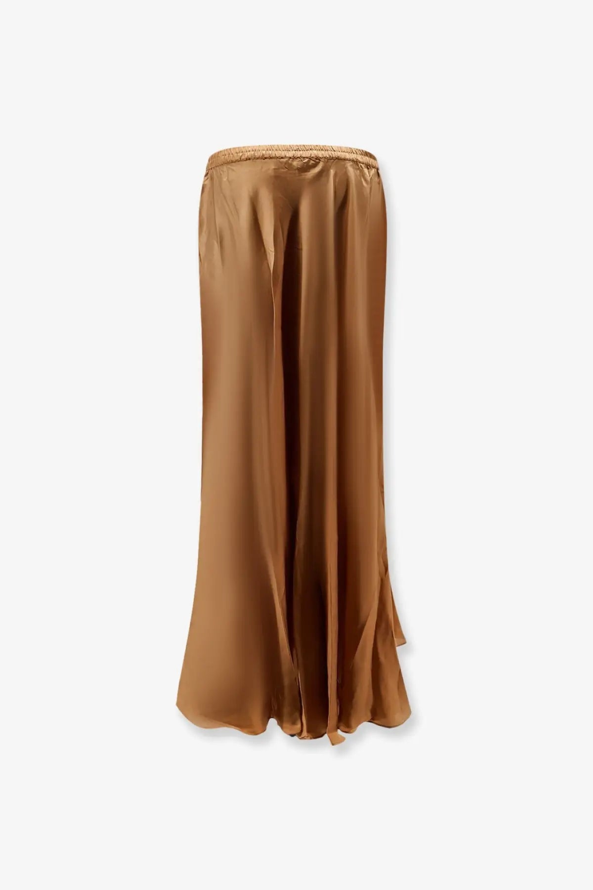 Mes demoiselles women’s calista viscose skirt beige with flowing caramel-colored satin fabric and gathered elastic waistband