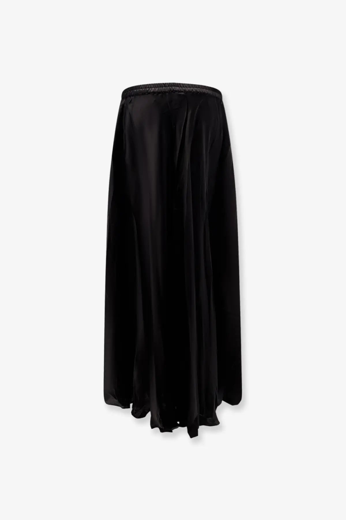Black satin maxi skirt with elastic waistband made from viscose by mes demoiselles in black color