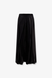 Mes demoiselles women’s calista black satin maxi skirt with elastic waistband and viscose fabric