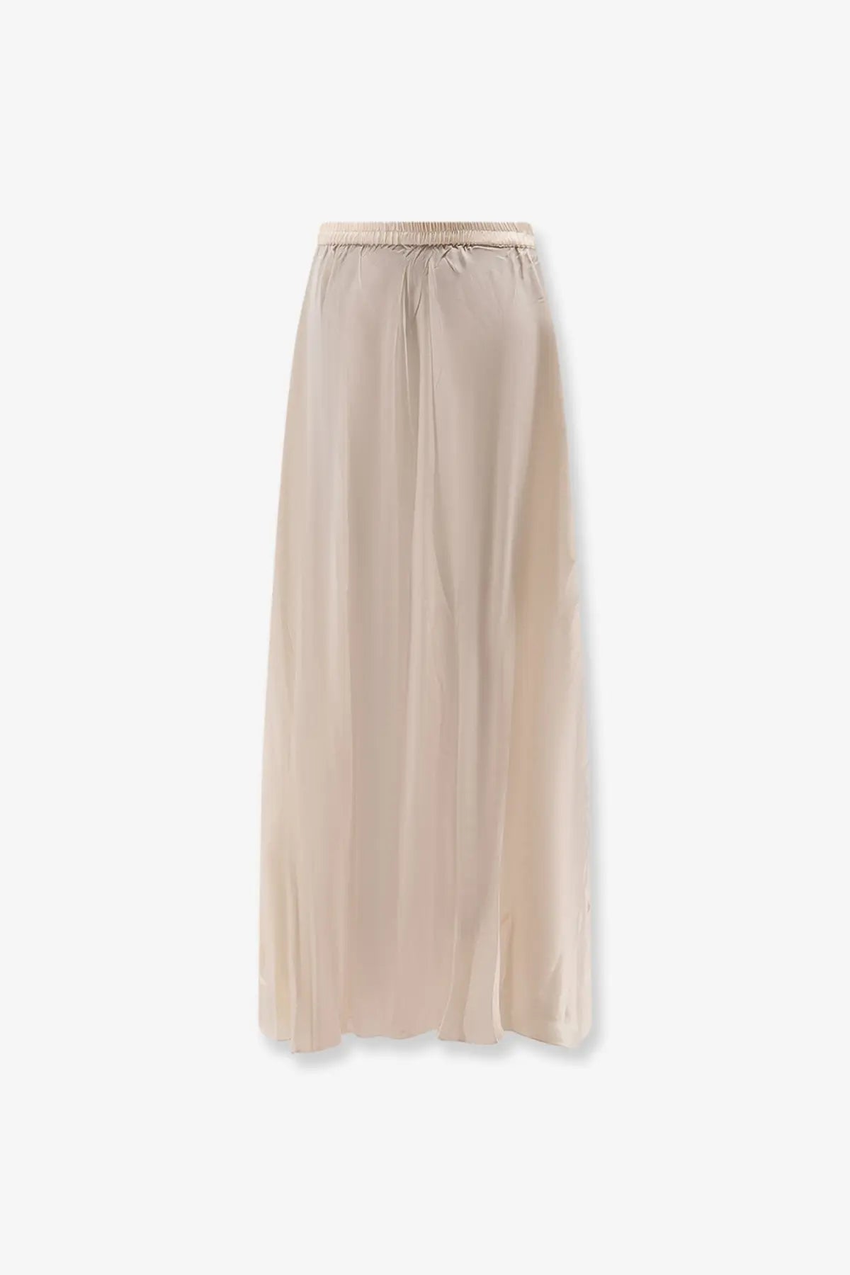 Beige satin maxi skirt with elastic waistband from mes demoiselles womens calista viscose skirt white collection