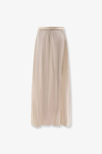 Beige satin maxi skirt with elastic waistband from mes demoiselles womens calista viscose skirt white collection
