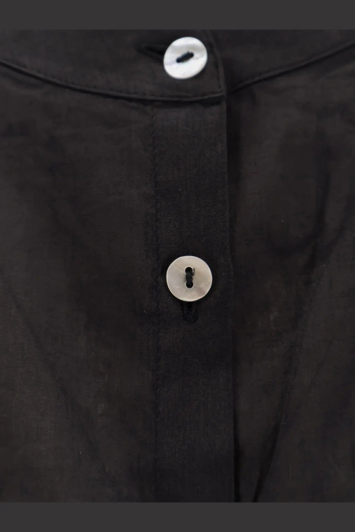 Mes demoiselles women’s celeste black cotton button-up shirt with two white round buttons