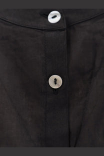 Mes demoiselles women’s celeste black cotton button-up shirt with two white round buttons