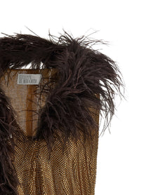 Giuseppe Di Morabito Mesh and Feather Top Gold