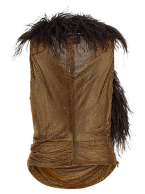 Giuseppe Di Morabito Mesh and Feather Top Gold