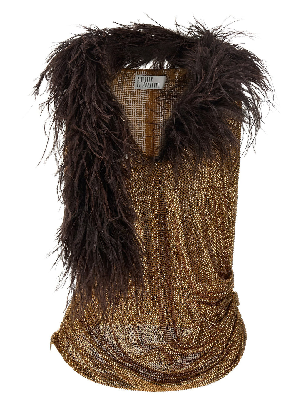Giuseppe Di Morabito Mesh and Feather Top Gold