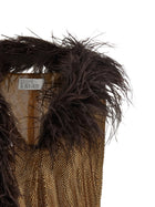 Giuseppe Di Morabito Mesh and Feather Top Gold