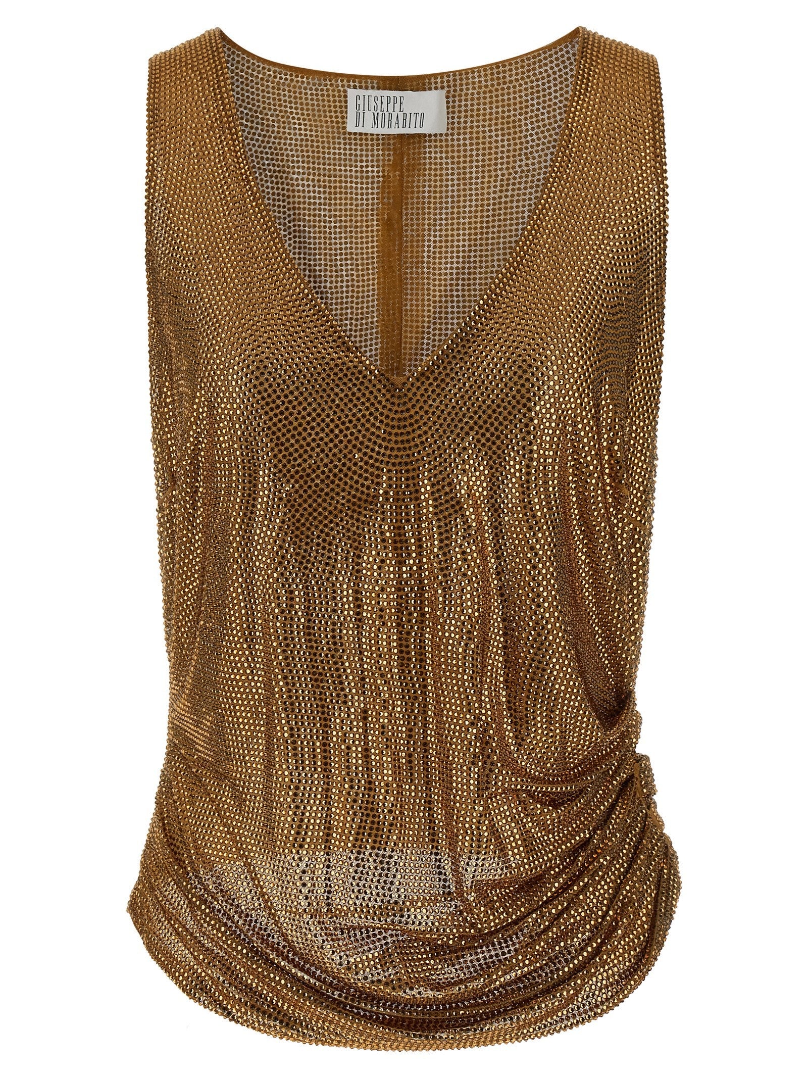 Giuseppe Di Morabito Mesh and Feather Top Gold
